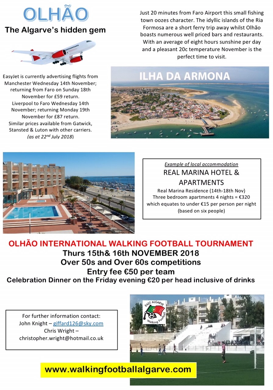 Visit Olhao for a Walking Football Tournament